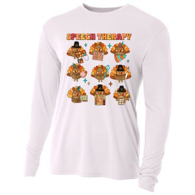 Speech Therapy Turkey Slp Speech Therapist Fall Thanksgiving Cooling Performance Long Sleeve Crew