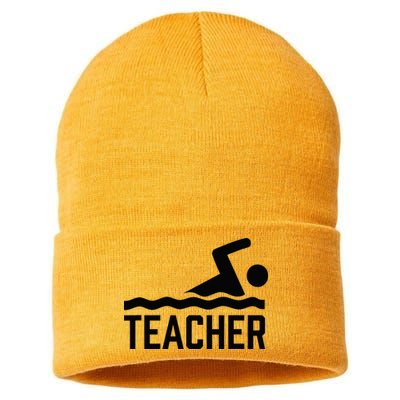 Swimming Teacher Trainer Swimmer Instructor Coach Sustainable Knit Beanie
