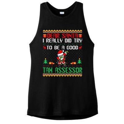 Santa Try To Be A Good Tax Assessor Funny Christmas Ladies PosiCharge Tri-Blend Wicking Tank