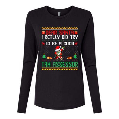 Santa Try To Be A Good Tax Assessor Funny Christmas Womens Cotton Relaxed Long Sleeve T-Shirt