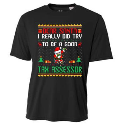 Santa Try To Be A Good Tax Assessor Funny Christmas Cooling Performance Crew T-Shirt