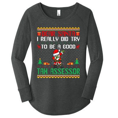 Santa Try To Be A Good Tax Assessor Funny Christmas Women's Perfect Tri Tunic Long Sleeve Shirt