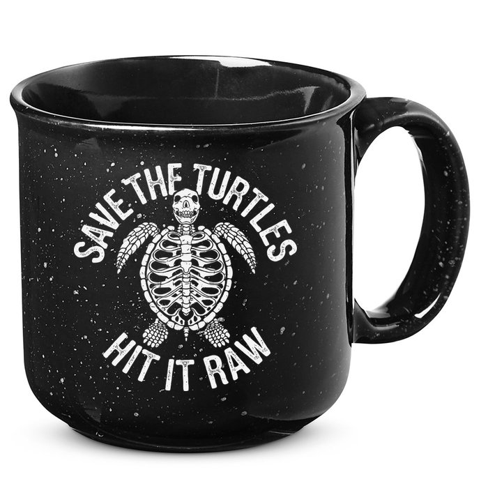 Save The Turtles Hit It Raw Funny Save The Planet 15oz Campfire Ceramic Mug