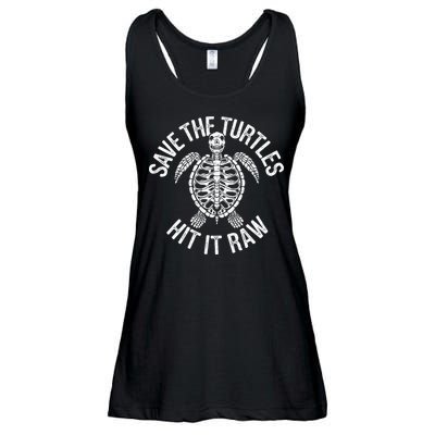 Save The Turtles Hit It Raw Funny Save The Planet Ladies Essential Flowy Tank