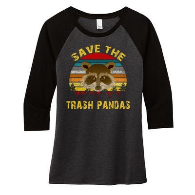 Save The Trash Pandas Women's Tri-Blend 3/4-Sleeve Raglan Shirt