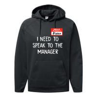 Speak To The Manager Funny Karen Halloween Costume Performance Fleece Hoodie