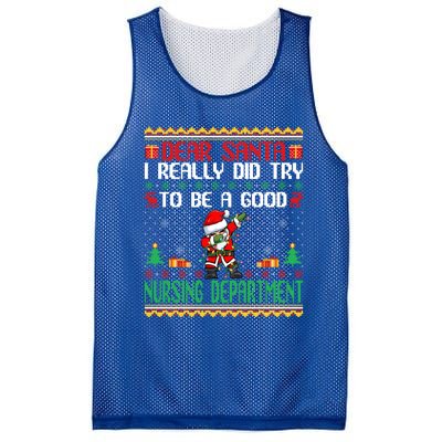 Santa Try To Be A Good Nursing Departt Funny Christmas Gift Mesh Reversible Basketball Jersey Tank