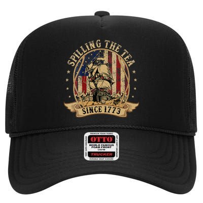 Spilling The Tea Since 1773 American History Teacher Vintage High Crown Mesh Back Trucker Hat