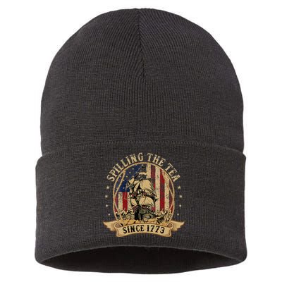 Spilling The Tea Since 1773 American History Teacher Vintage Sustainable Knit Beanie