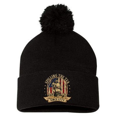 Spilling The Tea Since 1773 American History Teacher Vintage Pom Pom 12in Knit Beanie