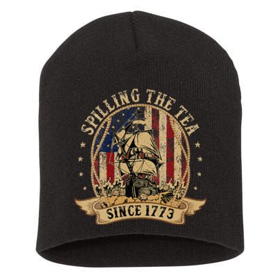 Spilling The Tea Since 1773 American History Teacher Vintage Short Acrylic Beanie