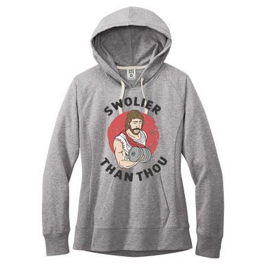 Swolier Than Thou Funny Jesus Women's Fleece Hoodie