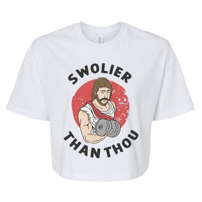 Swolier Than Thou Funny Jesus Bella+Canvas Jersey Crop Tee