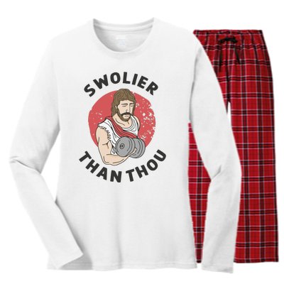 Swolier Than Thou Funny Jesus Women's Long Sleeve Flannel Pajama Set 