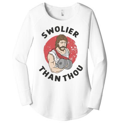 Swolier Than Thou Funny Jesus Women's Perfect Tri Tunic Long Sleeve Shirt