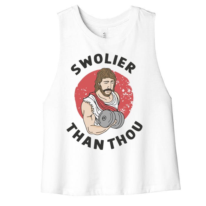 Swolier Than Thou Funny Jesus Women's Racerback Cropped Tank