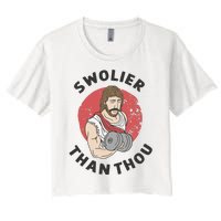 Swolier Than Thou Funny Jesus Women's Crop Top Tee