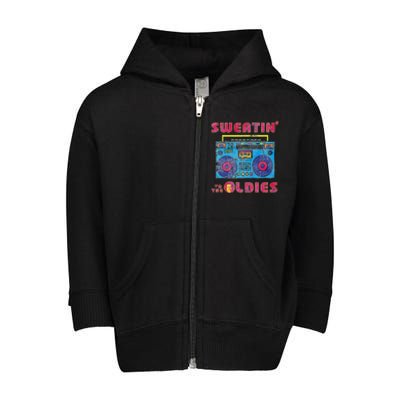 Sweatin To The Oldies Retro Boombox Toddler Zip Fleece Hoodie