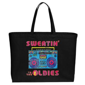 Sweatin To The Oldies Retro Boombox Cotton Canvas Jumbo Tote