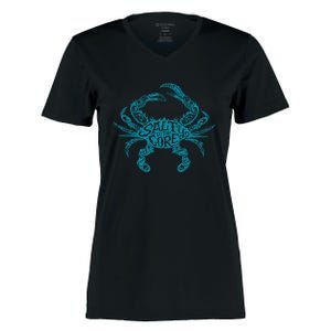 Salty To The Core Crab Women's Momentum V-Neck T-Shirt