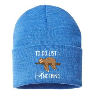 Sloth Tired Todo List Nothing Lazy Sloth Gift Sustainable Knit Beanie