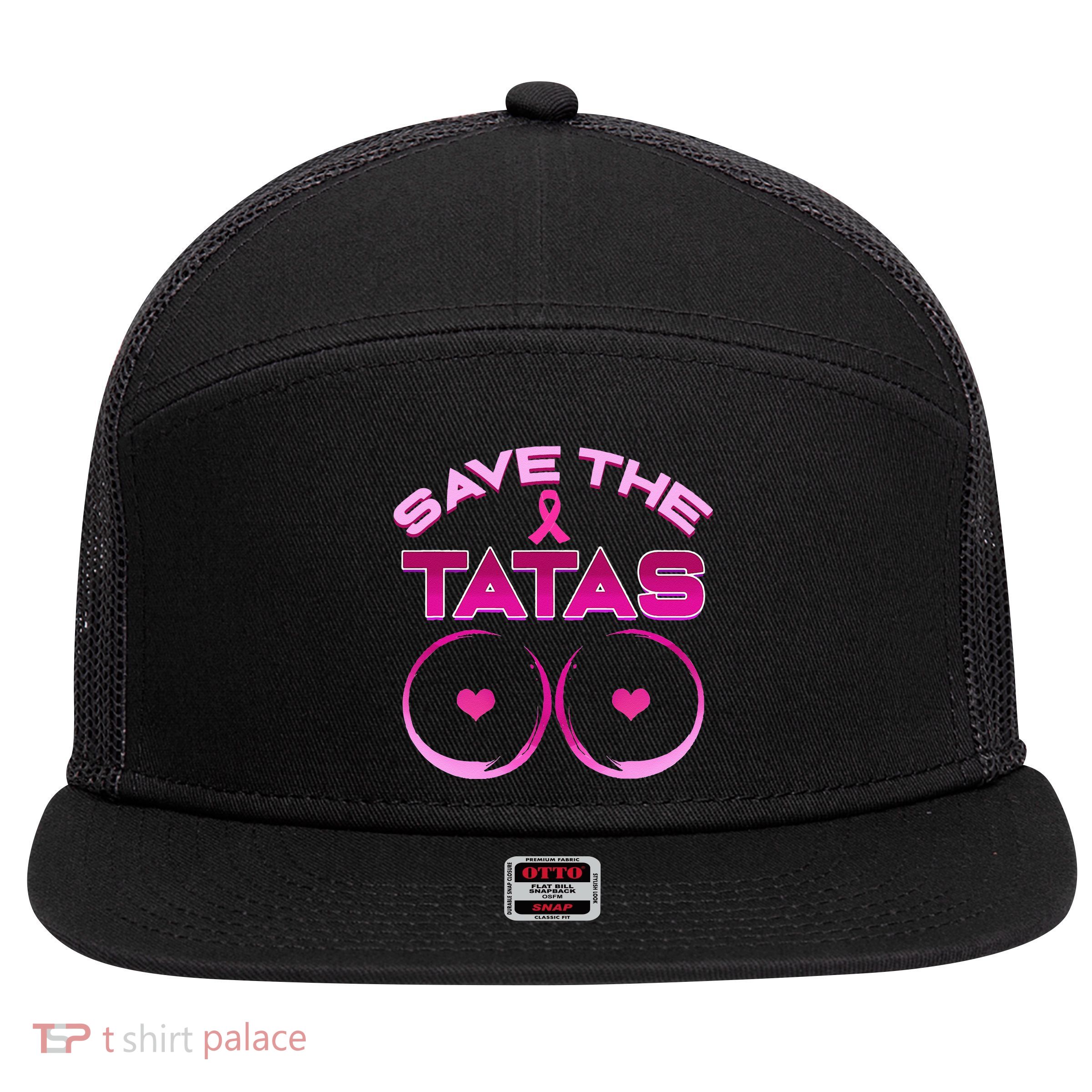 Save The Tatas Pink Ribbon 7 Panel Mesh Trucker Snapback Hat