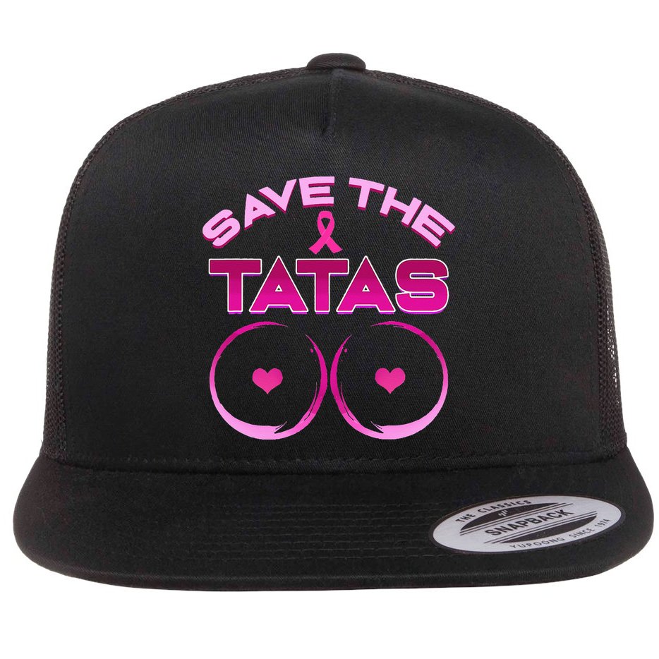 Save The Tatas Pink Ribbon Flat Bill Trucker Hat