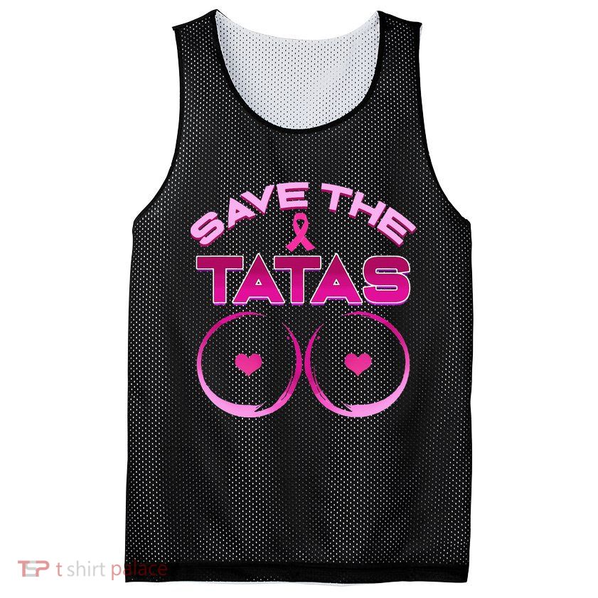 Save The Tatas Pink Ribbon Mesh Reversible Basketball Jersey Tank