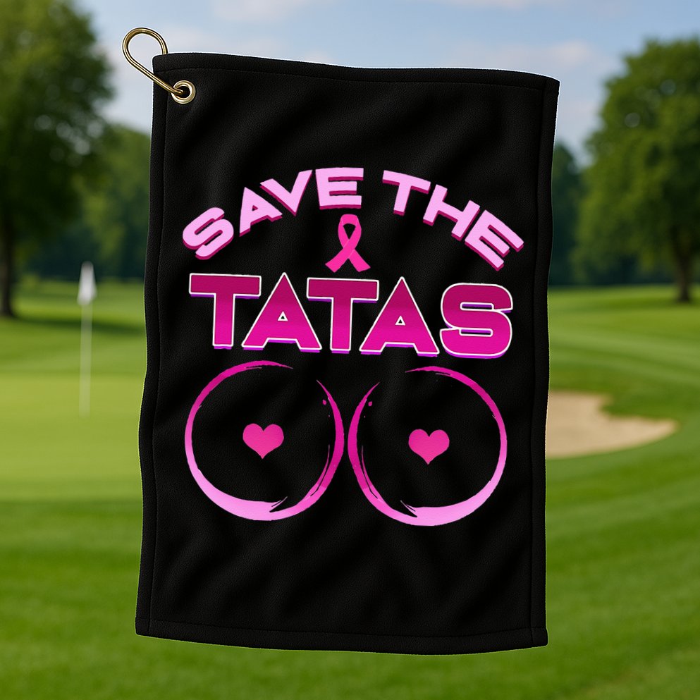 Save The Tatas Pink Ribbon Golf Towel