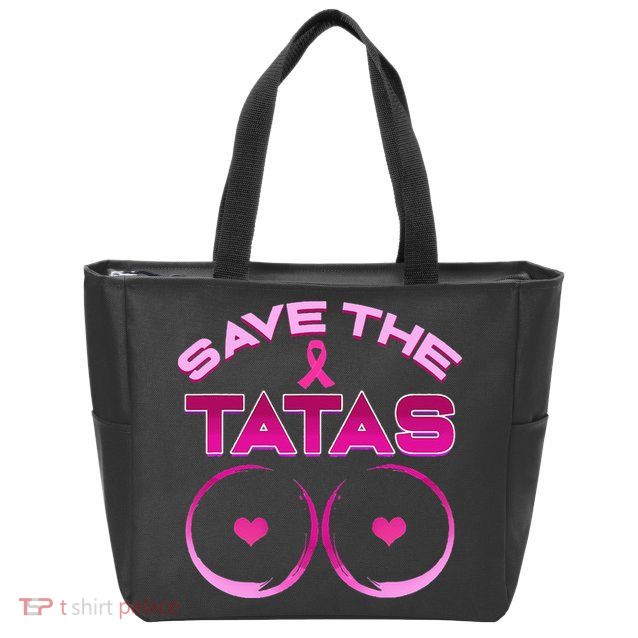 Save The Tatas Pink Ribbon Zip Tote Bag