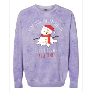 Surviving The Teacher Life One Meltdown At A Time Colorblast Crewneck Sweatshirt