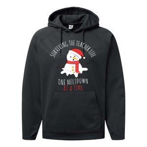 Surviving The Teacher Life One Meltdown At A Time Performance Fleece Hoodie