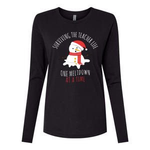 Surviving The Teacher Life One Meltdown At A Time Womens Cotton Relaxed Long Sleeve T-Shirt