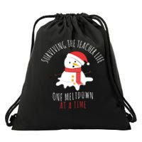 Surviving The Teacher Life One Meltdown At A Time Drawstring Bag