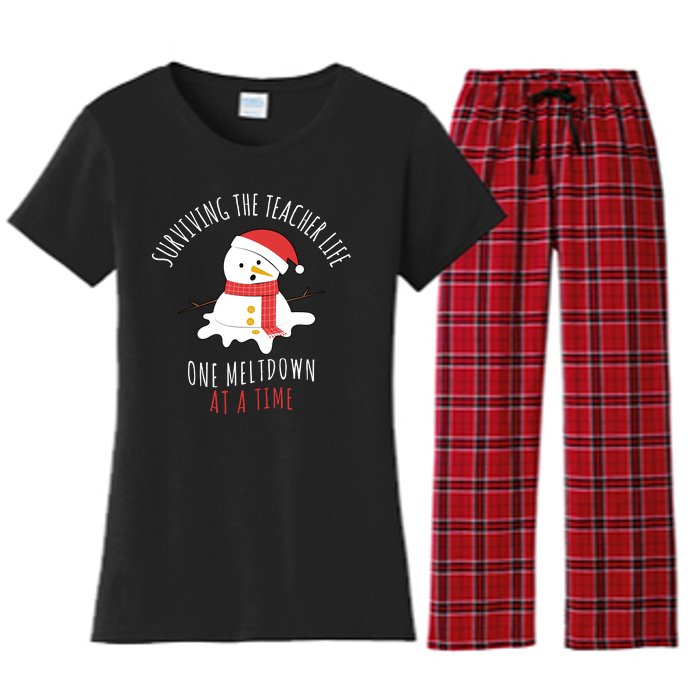 Surviving The Teacher Life One Meltdown At A Time Women's Flannel Pajama Set