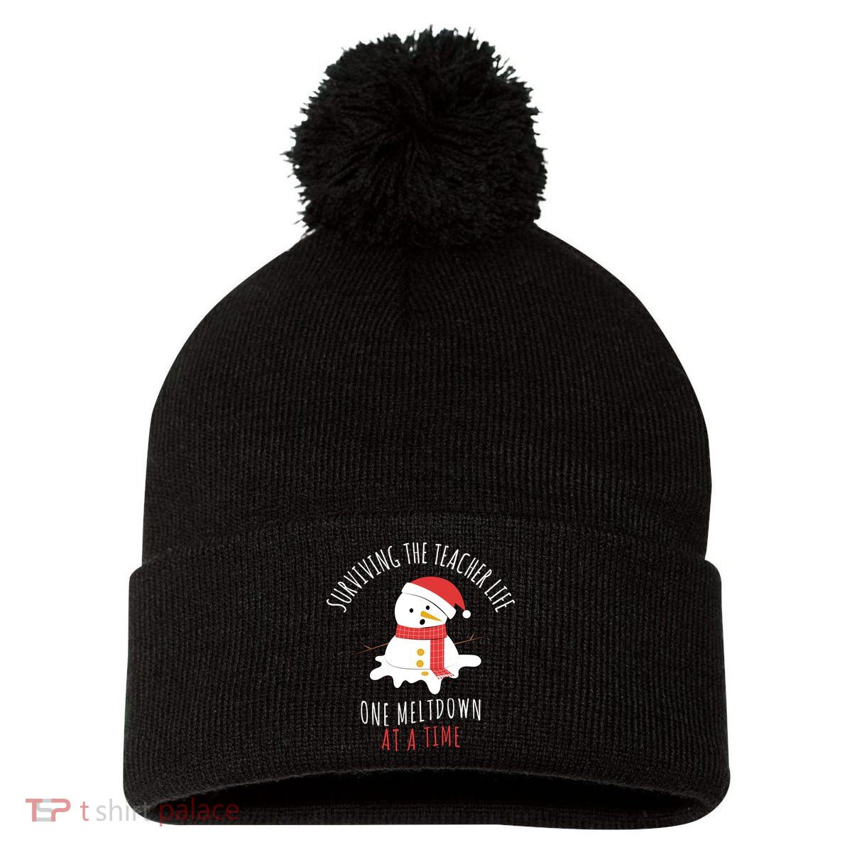 Surviving The Teacher Life One Meltdown At A Time Pom Pom 12in Knit Beanie