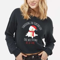 Surviving The Teacher Life One Meltdown At A Time Cropped Pullover Crew
