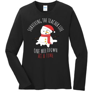 Surviving The Teacher Life One Meltdown At A Time Ladies Long Sleeve Shirt