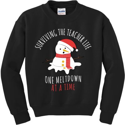 Surviving The Teacher Life One Meltdown At A Time Kids Sweatshirt