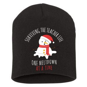 Surviving The Teacher Life One Meltdown At A Time Short Acrylic Beanie