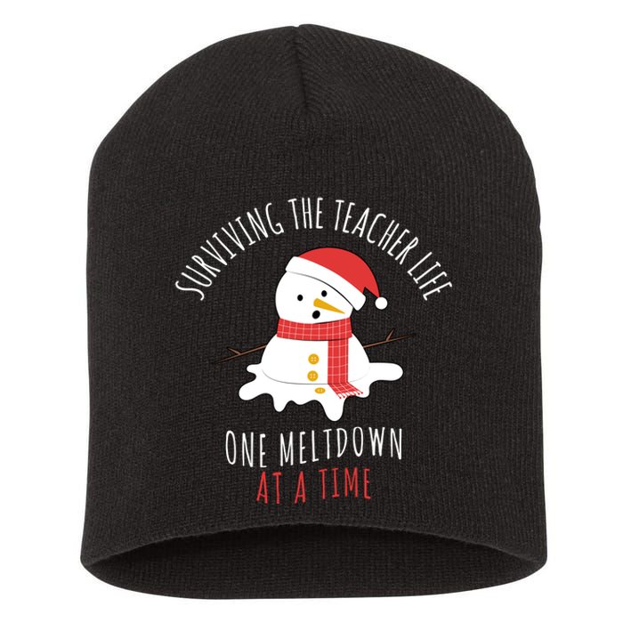 Surviving The Teacher Life One Meltdown At A Time Short Acrylic Beanie