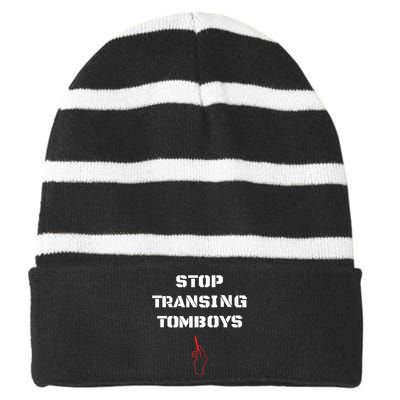 Stop Transing Tomboys Striped Beanie with Solid Band