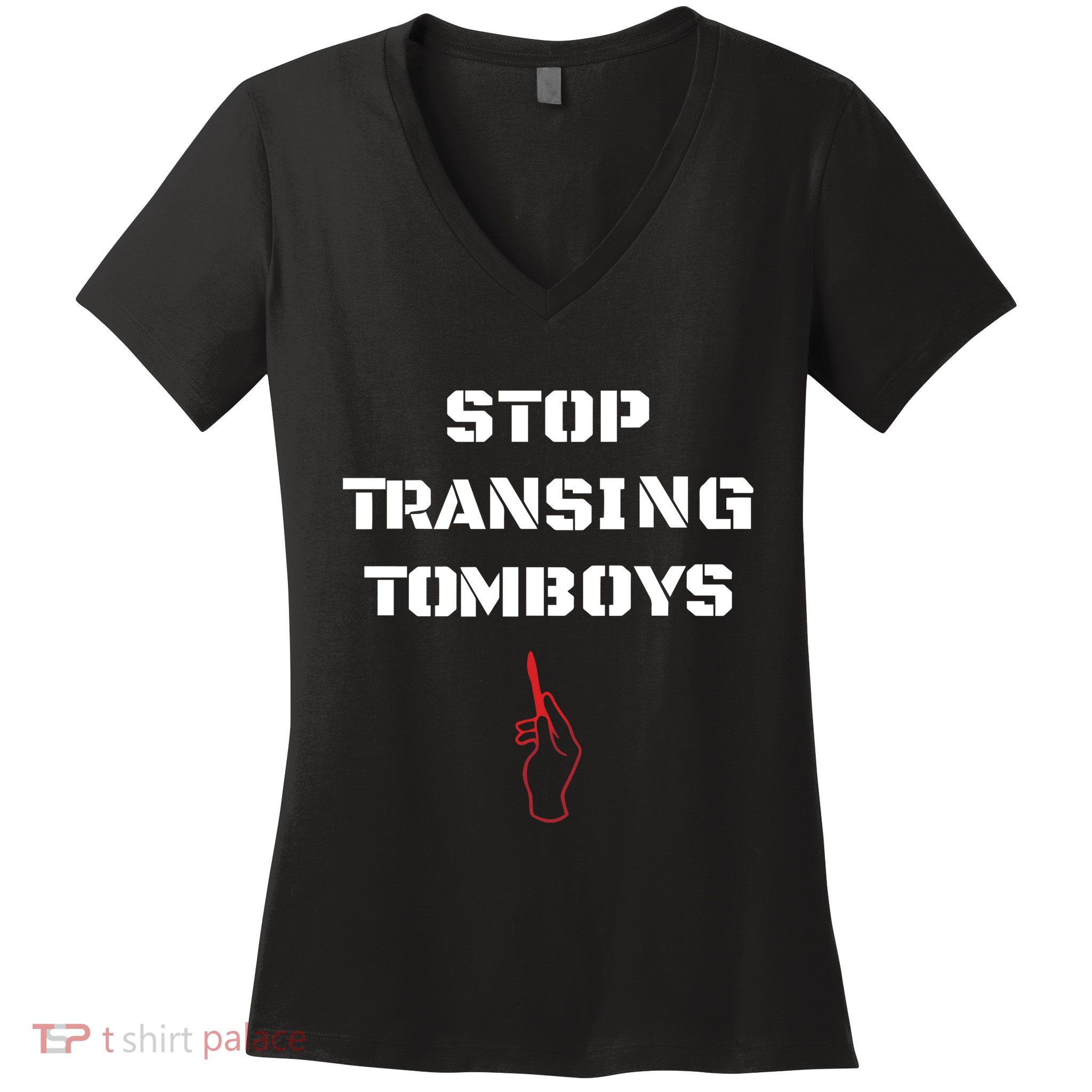 Stop Transing Tomboys Women's V-Neck T-Shirt