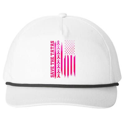 Save The Tatas American Flag Fighting Breast Cancer Snapback Five-Panel Rope Hat