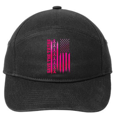 Save The Tatas American Flag Fighting Breast Cancer 7-Panel Snapback Hat