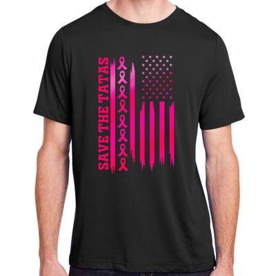 Save The Tatas American Flag Fighting Breast Cancer Adult ChromaSoft Performance T-Shirt