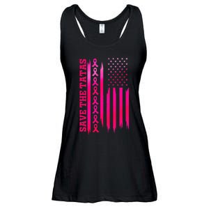 Save The Tatas American Flag Fighting Breast Cancer Ladies Essential Flowy Tank