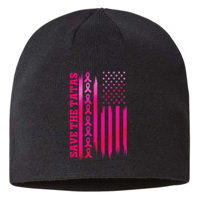 Save The Tatas American Flag Fighting Breast Cancer Sustainable Beanie