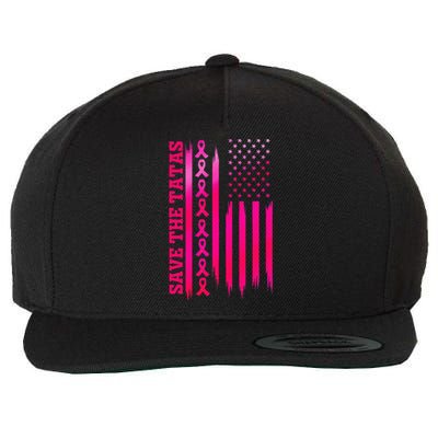 Save The Tatas American Flag Fighting Breast Cancer Wool Snapback Cap