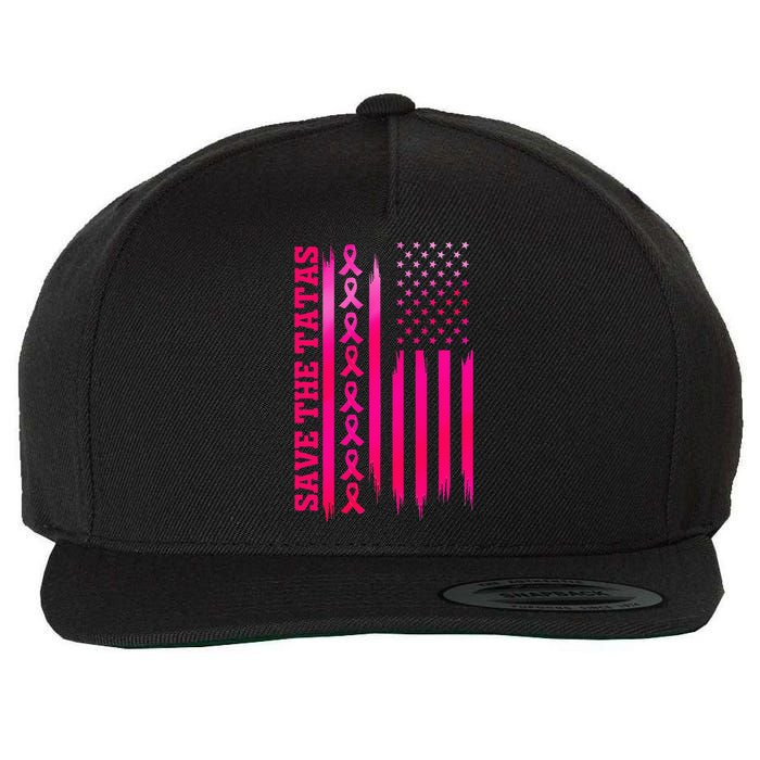 Save The Tatas American Flag Fighting Breast Cancer Wool Snapback Cap